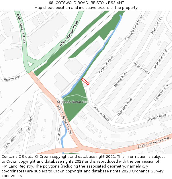 68, COTSWOLD ROAD, BRISTOL, BS3 4NT: Location map and indicative extent of plot