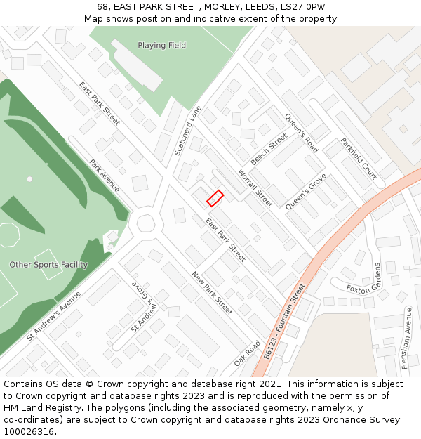 68, EAST PARK STREET, MORLEY, LEEDS, LS27 0PW: Location map and indicative extent of plot