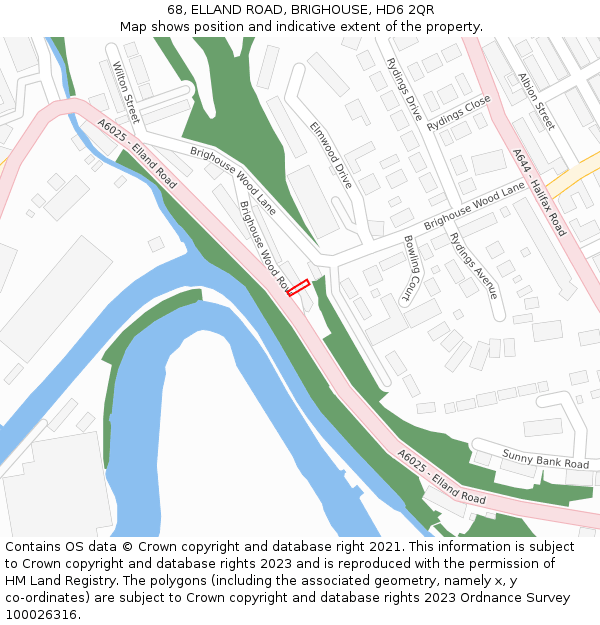 68, ELLAND ROAD, BRIGHOUSE, HD6 2QR: Location map and indicative extent of plot