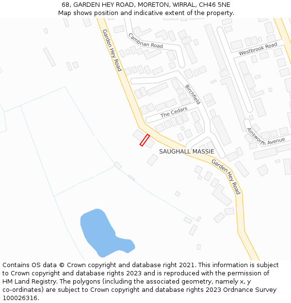 68, GARDEN HEY ROAD, MORETON, WIRRAL, CH46 5NE: Location map and indicative extent of plot