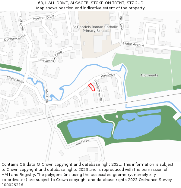 68, HALL DRIVE, ALSAGER, STOKE-ON-TRENT, ST7 2UD: Location map and indicative extent of plot