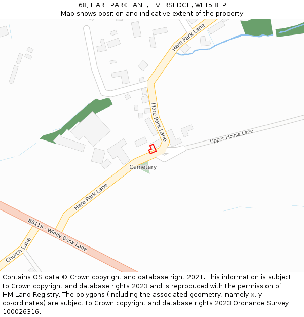 68, HARE PARK LANE, LIVERSEDGE, WF15 8EP: Location map and indicative extent of plot