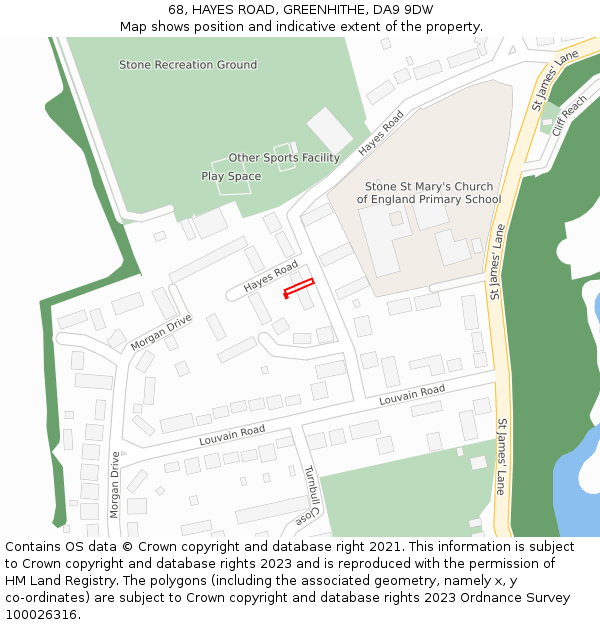 68, HAYES ROAD, GREENHITHE, DA9 9DW: Location map and indicative extent of plot
