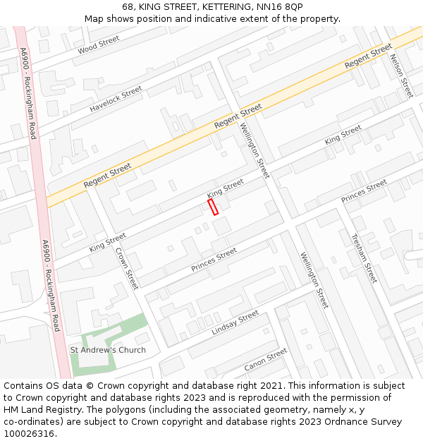 68, KING STREET, KETTERING, NN16 8QP: Location map and indicative extent of plot