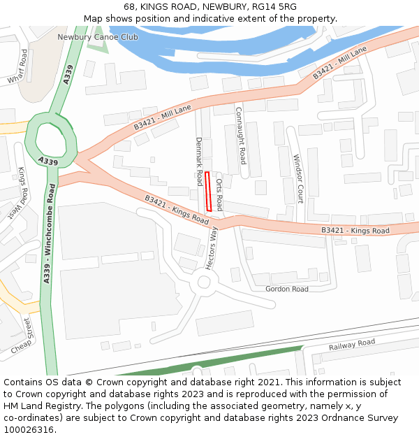 68, KINGS ROAD, NEWBURY, RG14 5RG: Location map and indicative extent of plot