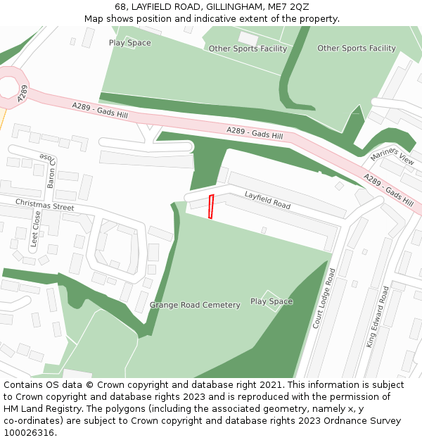 68, LAYFIELD ROAD, GILLINGHAM, ME7 2QZ: Location map and indicative extent of plot