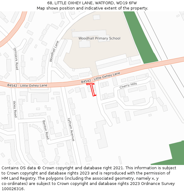 68, LITTLE OXHEY LANE, WATFORD, WD19 6FW: Location map and indicative extent of plot
