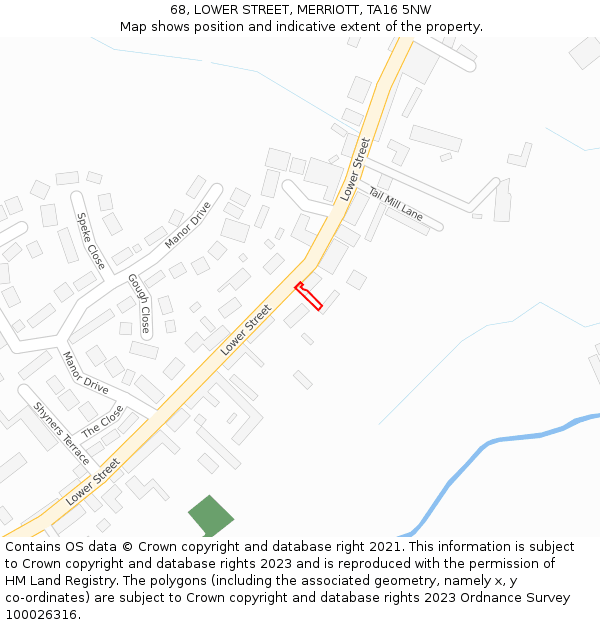68, LOWER STREET, MERRIOTT, TA16 5NW: Location map and indicative extent of plot