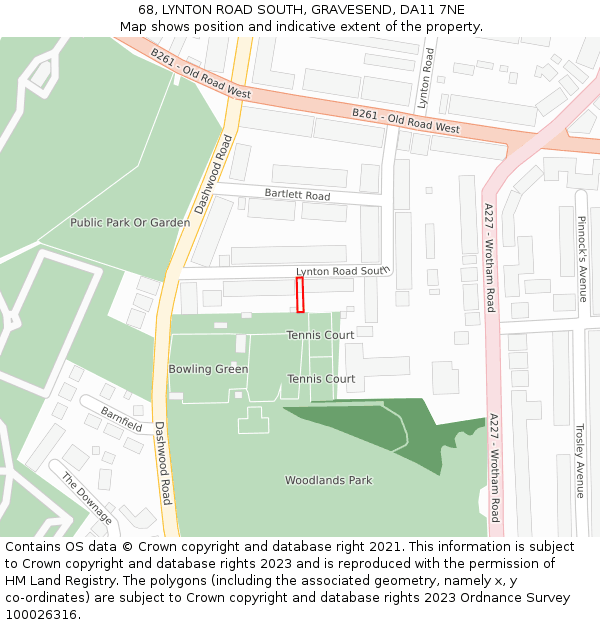 68, LYNTON ROAD SOUTH, GRAVESEND, DA11 7NE: Location map and indicative extent of plot