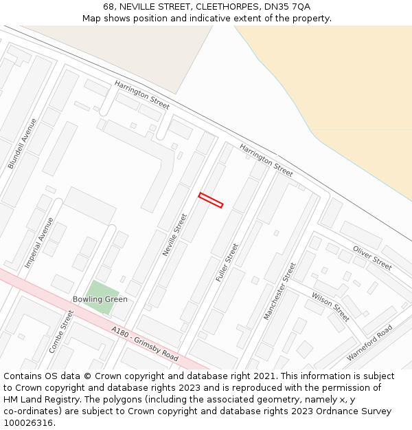 68, NEVILLE STREET, CLEETHORPES, DN35 7QA: Location map and indicative extent of plot