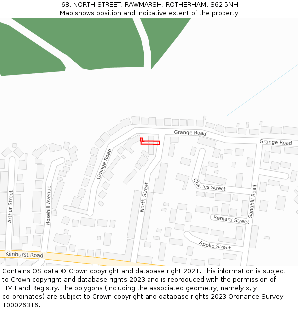 68, NORTH STREET, RAWMARSH, ROTHERHAM, S62 5NH: Location map and indicative extent of plot