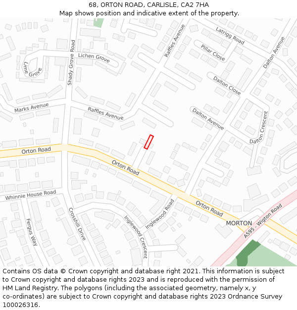 68, ORTON ROAD, CARLISLE, CA2 7HA: Location map and indicative extent of plot