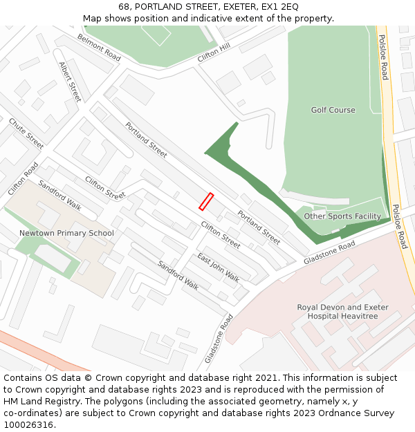 68, PORTLAND STREET, EXETER, EX1 2EQ: Location map and indicative extent of plot