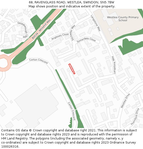 68, RAVENGLASS ROAD, WESTLEA, SWINDON, SN5 7BW: Location map and indicative extent of plot
