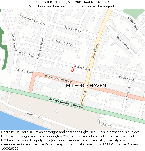68, ROBERT STREET, MILFORD HAVEN, SA73 2DJ: Location map and indicative extent of plot