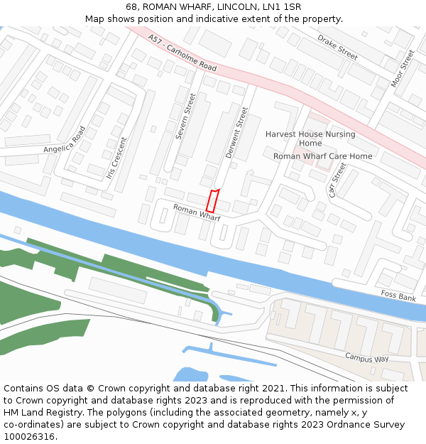 68, ROMAN WHARF, LINCOLN, LN1 1SR: Location map and indicative extent of plot