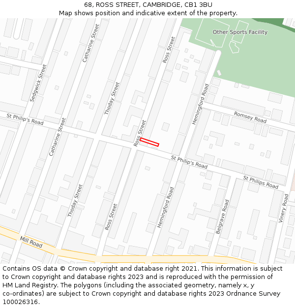 68, ROSS STREET, CAMBRIDGE, CB1 3BU: Location map and indicative extent of plot