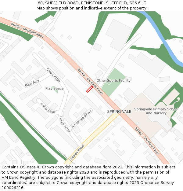 68, SHEFFIELD ROAD, PENISTONE, SHEFFIELD, S36 6HE: Location map and indicative extent of plot