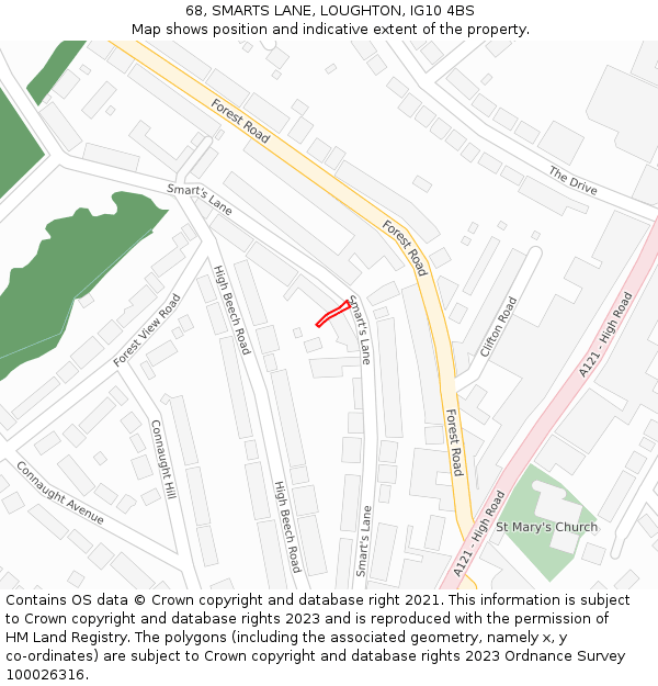 68, SMARTS LANE, LOUGHTON, IG10 4BS: Location map and indicative extent of plot