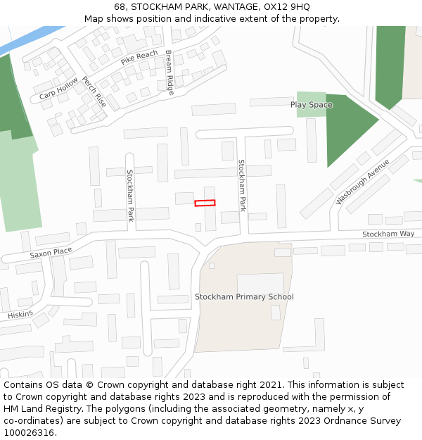 68, STOCKHAM PARK, WANTAGE, OX12 9HQ: Location map and indicative extent of plot