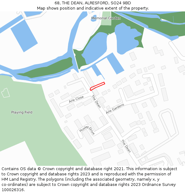 68, THE DEAN, ALRESFORD, SO24 9BD: Location map and indicative extent of plot