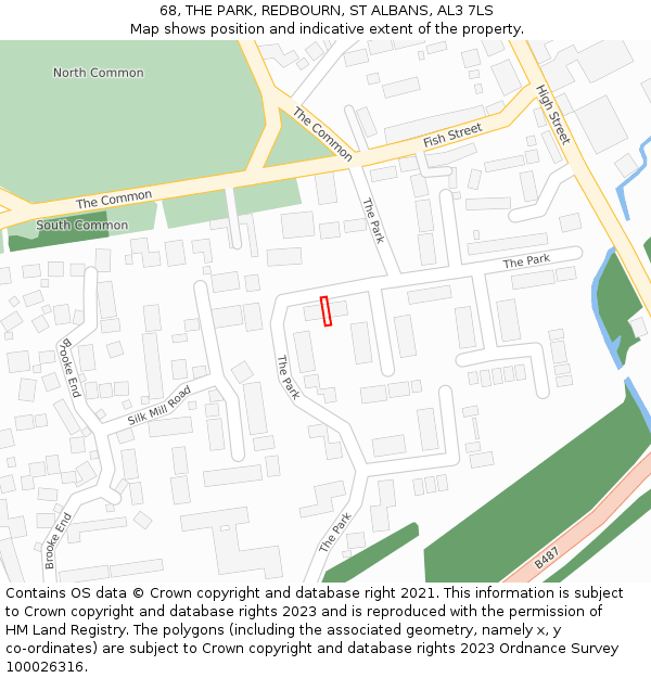 68, THE PARK, REDBOURN, ST ALBANS, AL3 7LS: Location map and indicative extent of plot