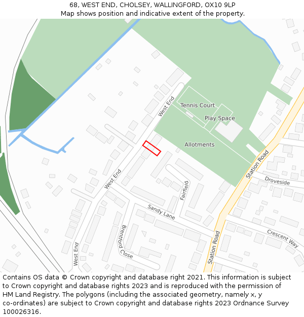 68, WEST END, CHOLSEY, WALLINGFORD, OX10 9LP: Location map and indicative extent of plot