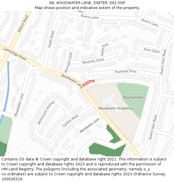 68, WOODWATER LANE, EXETER, EX2 5NP: Location map and indicative extent of plot