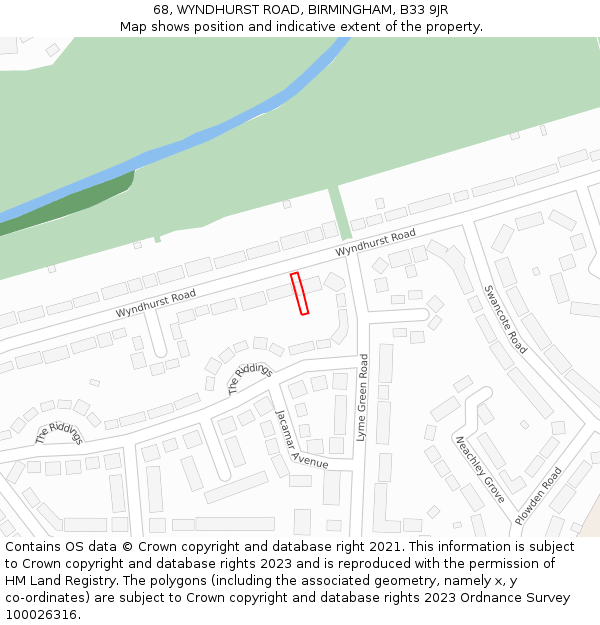 68, WYNDHURST ROAD, BIRMINGHAM, B33 9JR: Location map and indicative extent of plot