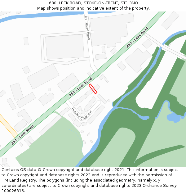 680, LEEK ROAD, STOKE-ON-TRENT, ST1 3NQ: Location map and indicative extent of plot