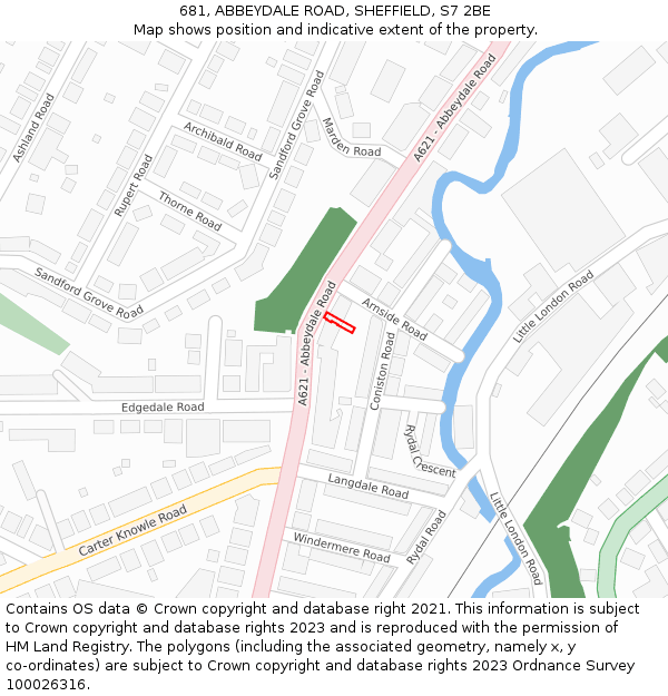 681, ABBEYDALE ROAD, SHEFFIELD, S7 2BE: Location map and indicative extent of plot