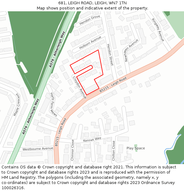 681, LEIGH ROAD, LEIGH, WN7 1TN: Location map and indicative extent of plot