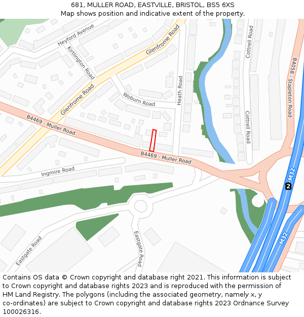 681, MULLER ROAD, EASTVILLE, BRISTOL, BS5 6XS: Location map and indicative extent of plot