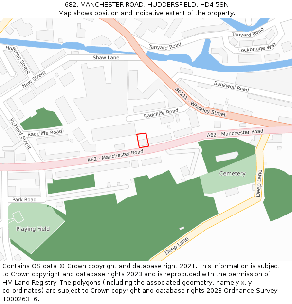 682, MANCHESTER ROAD, HUDDERSFIELD, HD4 5SN: Location map and indicative extent of plot
