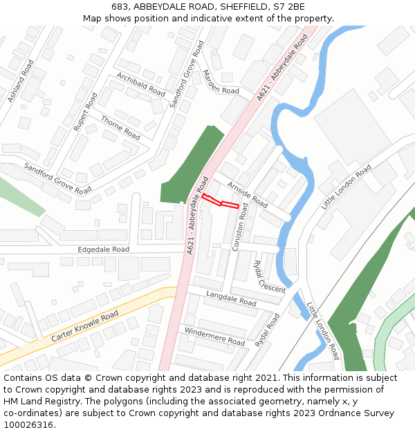 683, ABBEYDALE ROAD, SHEFFIELD, S7 2BE: Location map and indicative extent of plot