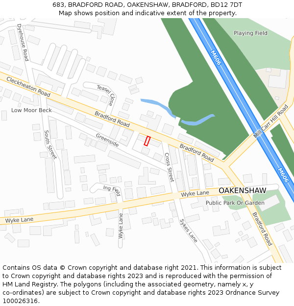 683, BRADFORD ROAD, OAKENSHAW, BRADFORD, BD12 7DT: Location map and indicative extent of plot