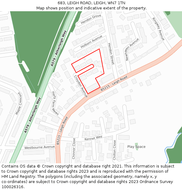 683, LEIGH ROAD, LEIGH, WN7 1TN: Location map and indicative extent of plot