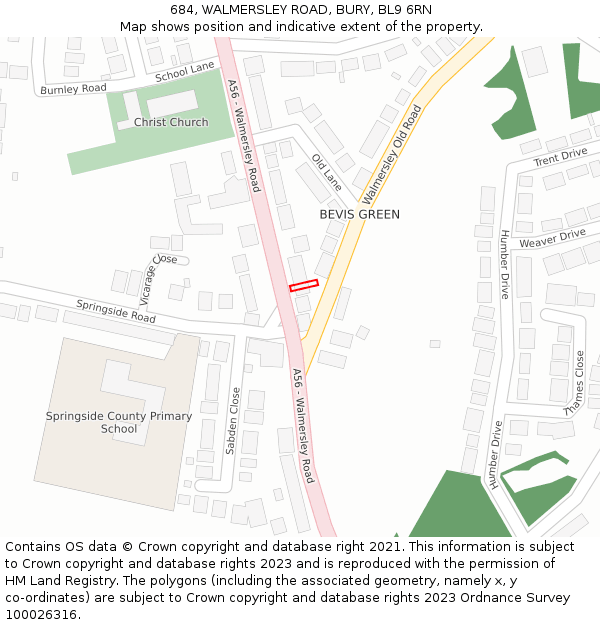 684, WALMERSLEY ROAD, BURY, BL9 6RN: Location map and indicative extent of plot