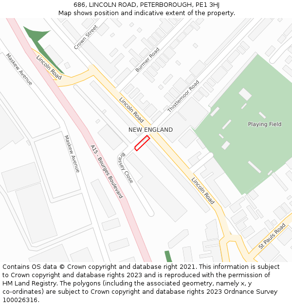 686, LINCOLN ROAD, PETERBOROUGH, PE1 3HJ: Location map and indicative extent of plot