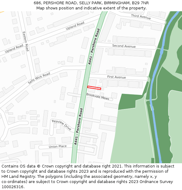 686, PERSHORE ROAD, SELLY PARK, BIRMINGHAM, B29 7NR: Location map and indicative extent of plot