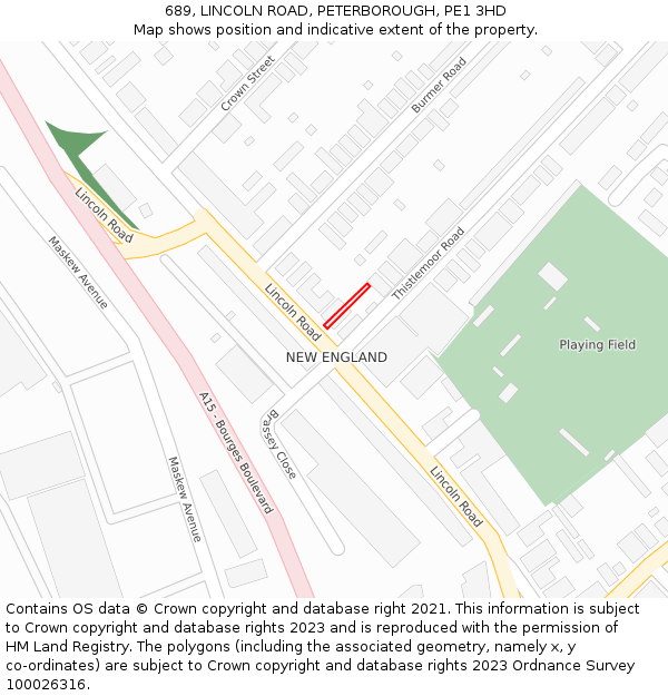 689, LINCOLN ROAD, PETERBOROUGH, PE1 3HD: Location map and indicative extent of plot