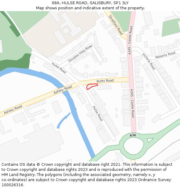 68A, HULSE ROAD, SALISBURY, SP1 3LY: Location map and indicative extent of plot