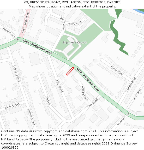69, BRIDGNORTH ROAD, WOLLASTON, STOURBRIDGE, DY8 3PZ: Location map and indicative extent of plot