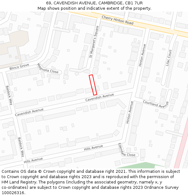 69, CAVENDISH AVENUE, CAMBRIDGE, CB1 7UR: Location map and indicative extent of plot