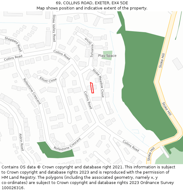 69, COLLINS ROAD, EXETER, EX4 5DE: Location map and indicative extent of plot