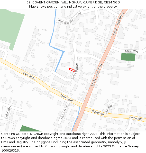 69, COVENT GARDEN, WILLINGHAM, CAMBRIDGE, CB24 5GD: Location map and indicative extent of plot