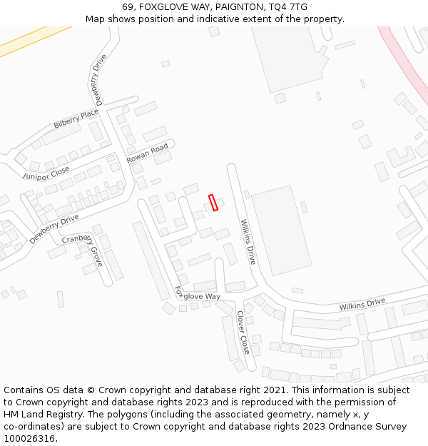 69, FOXGLOVE WAY, PAIGNTON, TQ4 7TG: Location map and indicative extent of plot