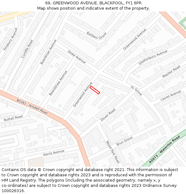 69, GREENWOOD AVENUE, BLACKPOOL, FY1 6PR: Location map and indicative extent of plot