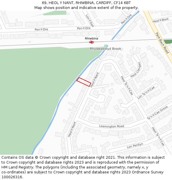 69, HEOL Y NANT, RHIWBINA, CARDIFF, CF14 6BT: Location map and indicative extent of plot