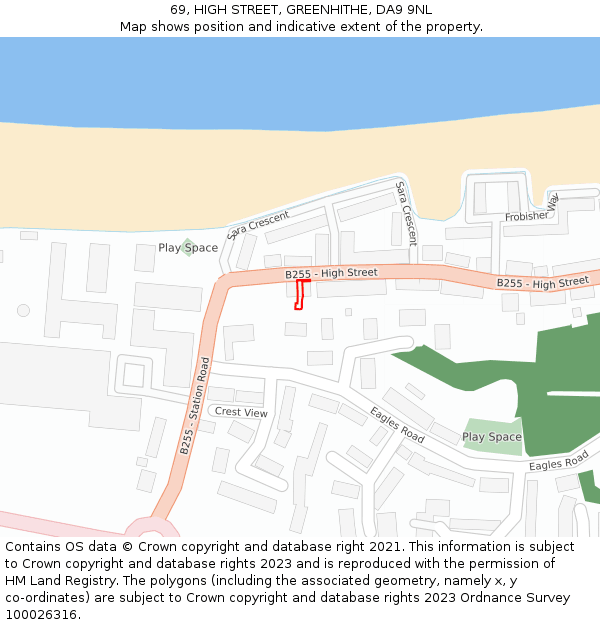 69, HIGH STREET, GREENHITHE, DA9 9NL: Location map and indicative extent of plot